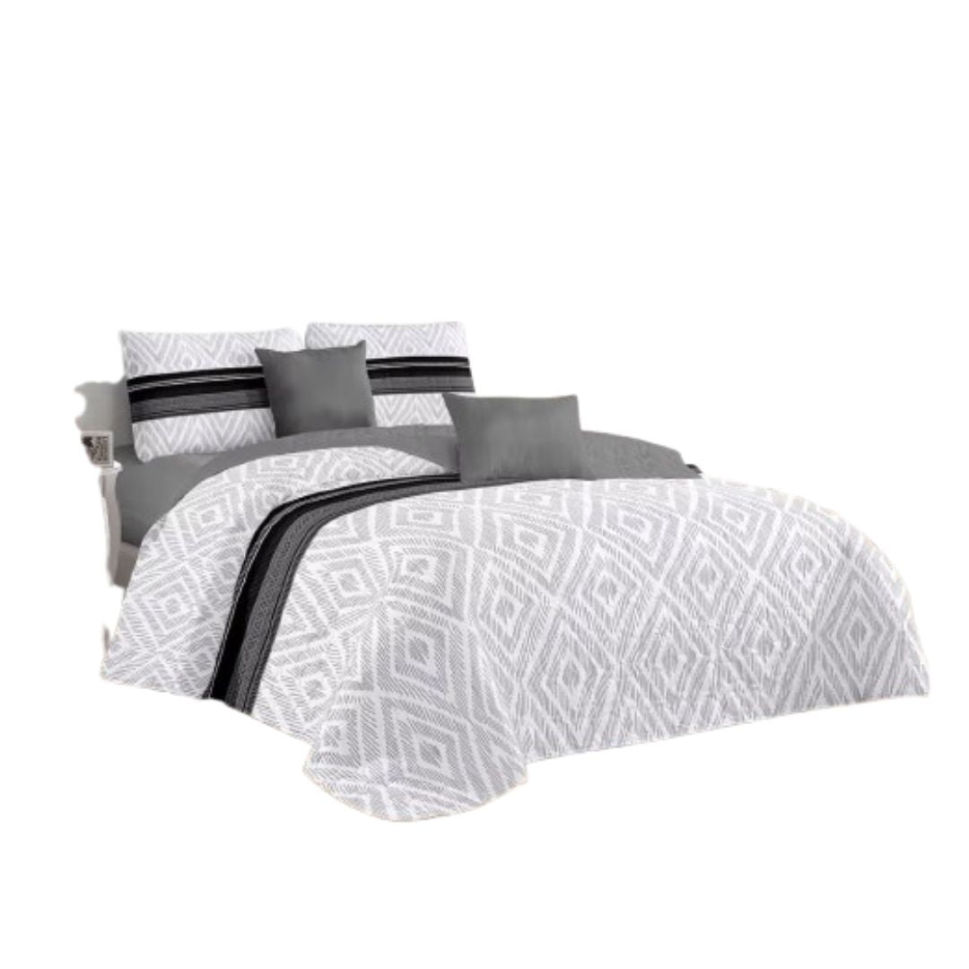 Genérico - Cubrecama Quilt Verano 1.5 Plazas - Gris Rombos Kfl689