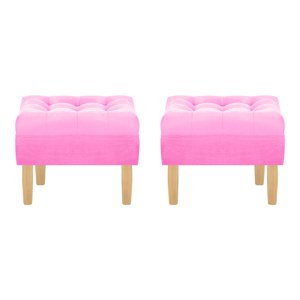 Bodevir - Set Pouf Wood 1C Felpa 05 Rosado