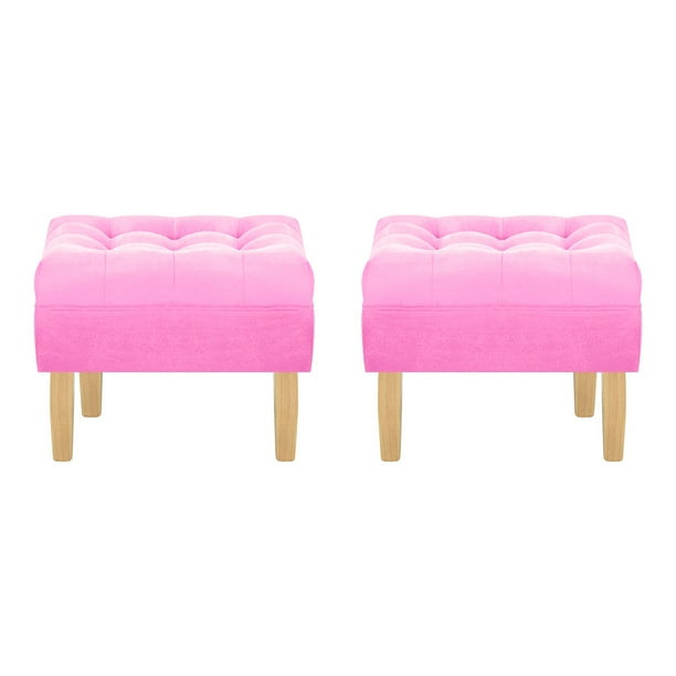Set Pouf Wood 1c Felpa 05 Rosado