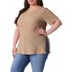 thumbnail image 4 of Agnes Orinda Camisetas de Mujer Tallas Grandes con Abertura Lateral Textura Cuello Redondo Manga Corta Blusa Casual Túnica 4X Caqui, 4 of 6