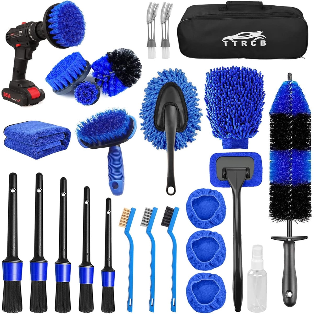 Set Detailing Auto Ttrcb 26pcs Cepillos Limpieza Completo