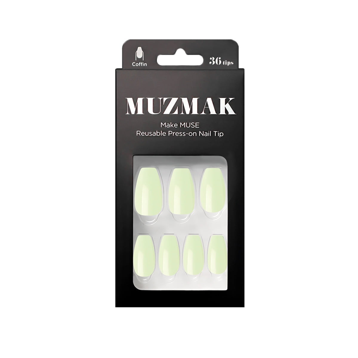 - Uñas Press On Mint Cream Coffin 36 U.