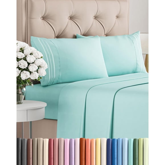 Juego de sábanas CGK Unlimited Queen Size 4 piezas Spa Blue