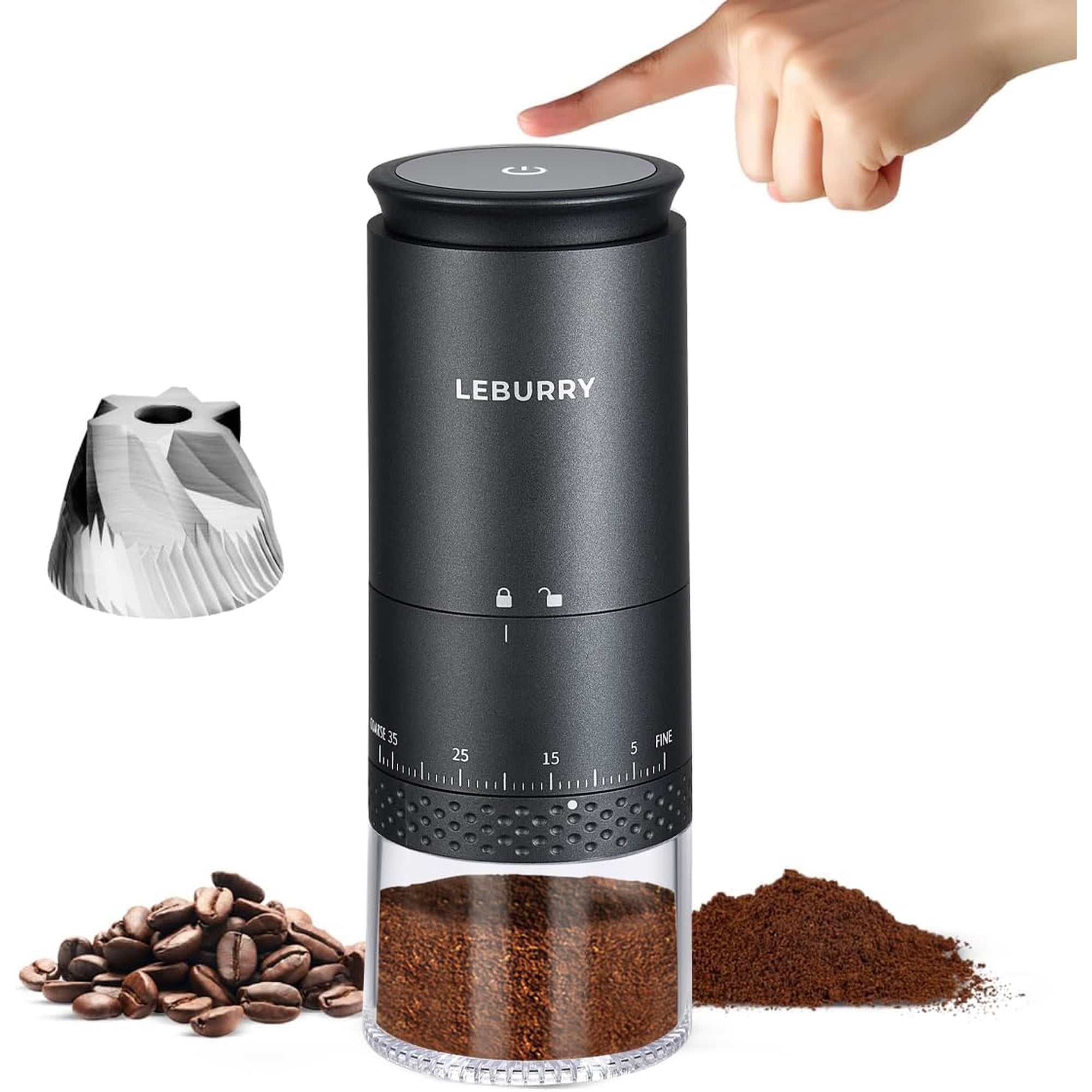 Molinillo De Café Leburry Burr Portátil Con 38 Ajustes De Molienda