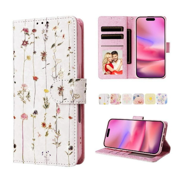 FOXDOCK Funda Tipo Cartera Floral para Samsung Galaxy S25 Edge ,Funda con Tapa de Cuero PU, Protección Antigolpes con Ranuras para Tarjetas y Soporte