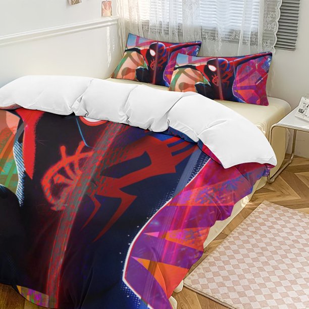 Spider-Man Bedding Comforter Sets 3-Piece Bedding Set Soft Warm Bed Set for Bedroom All Season