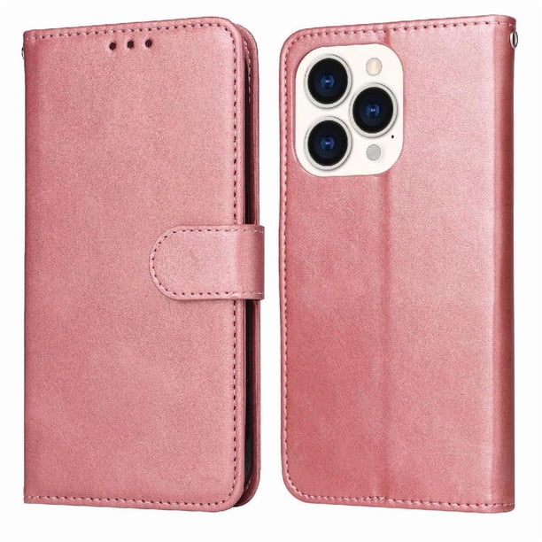 Funda Billetera para iPhone 14 Pro con Porta Tarjetas y Soporte Ajustable Rosa