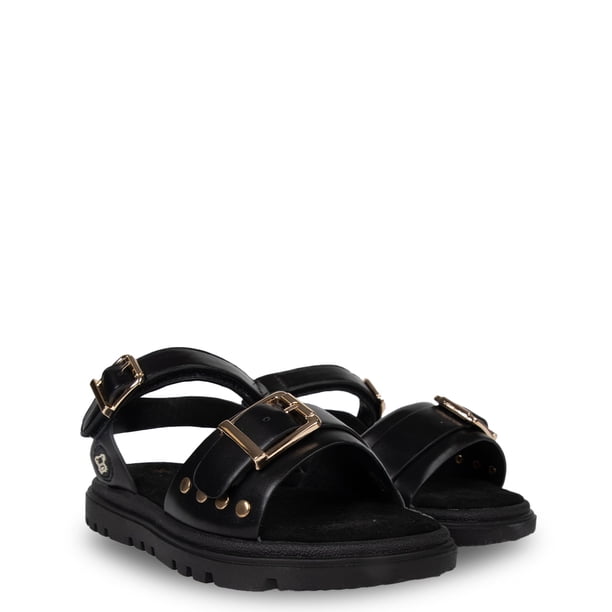 Sandalia Niña con Hebilla y Velcro Ajustable Negro Pillin