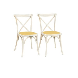 Habita2 Chile - Pack 2 Silla Crossback Madera - Blanco Retro