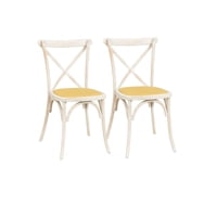 Habita2 Chile - Pack 2 Silla Crossback Madera Blanco Retro