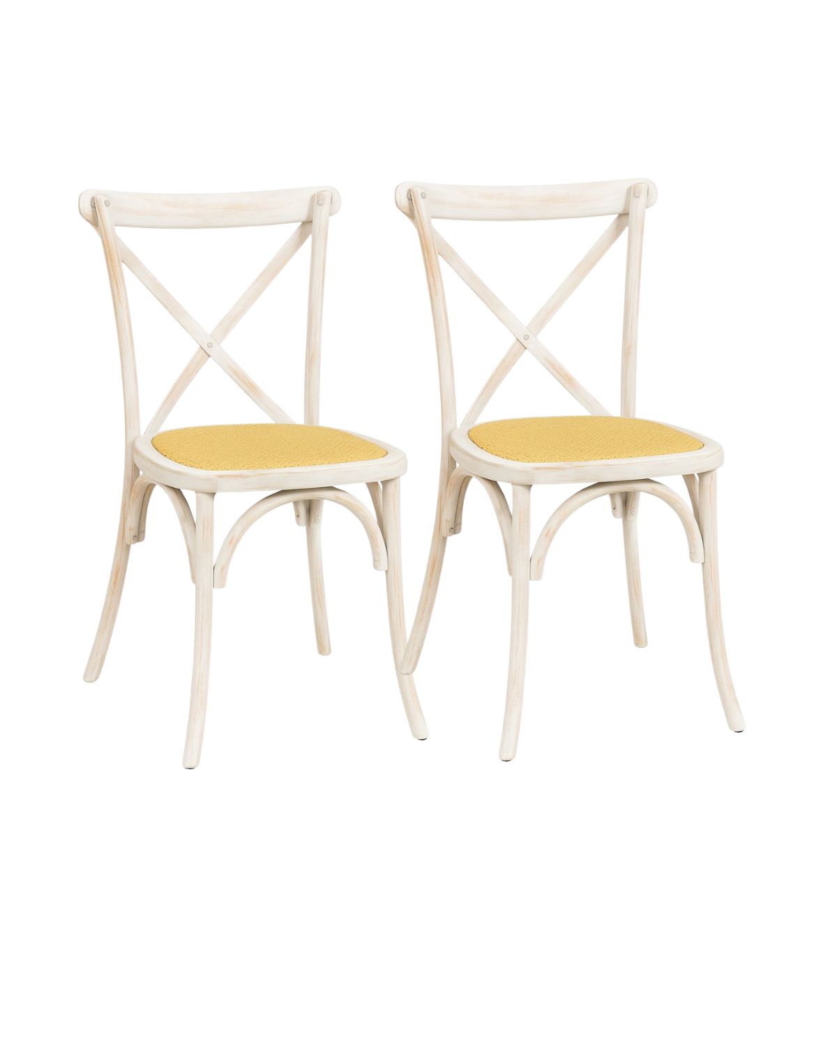 Habita2 Chile - Pack 2 Silla Crossback Madera Blanco Retro