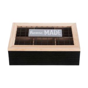 Oem - Caja De Té Mediana De Madera 6 Espacios Malla