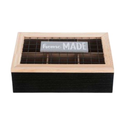 Oem - Caja De Té Mediana De Madera 6 Espacios Malla