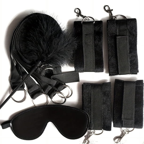 7pcs Sex BDSM Bondage Kit For Couples Sex Bed Straps Restraints Set With Comfy Ankle & Wrist Cuffs Blindfold Tickler For Adult