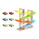thumbnail image 5 of Rampa De Pista De Coche De Madera, Juego De Vehículos De Carreras De Juguete Para Niños, Regalo De Cumpleaños, 4 Pistas, 5 of 5