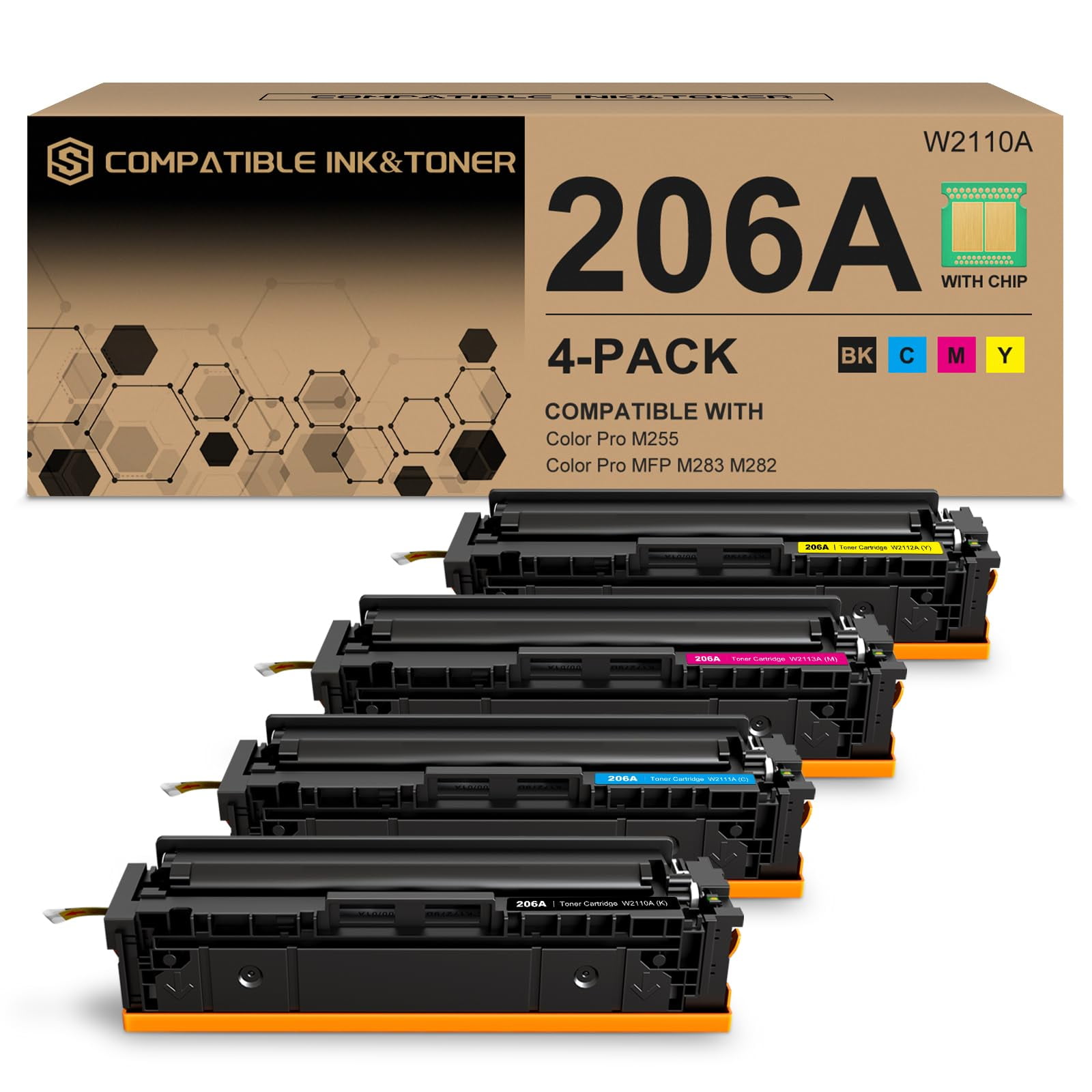 S-smartomni - Cartuchos De Tóner S Smartomni 206a, Paquete De 4 Para Impresora Hp