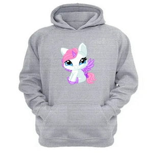 Genérico - Polerón Canguro Mi Pequeño Pony Gris Claro Talla Xs Unisex