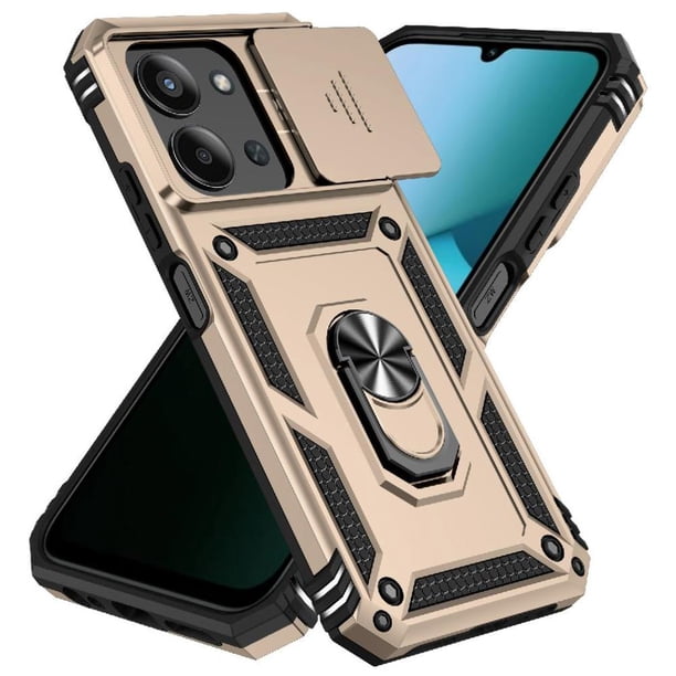 Funda Resistente Anillo Soporte Xiaomi Redmi 15C Privacidad Cámara Montaje Magnético Oro