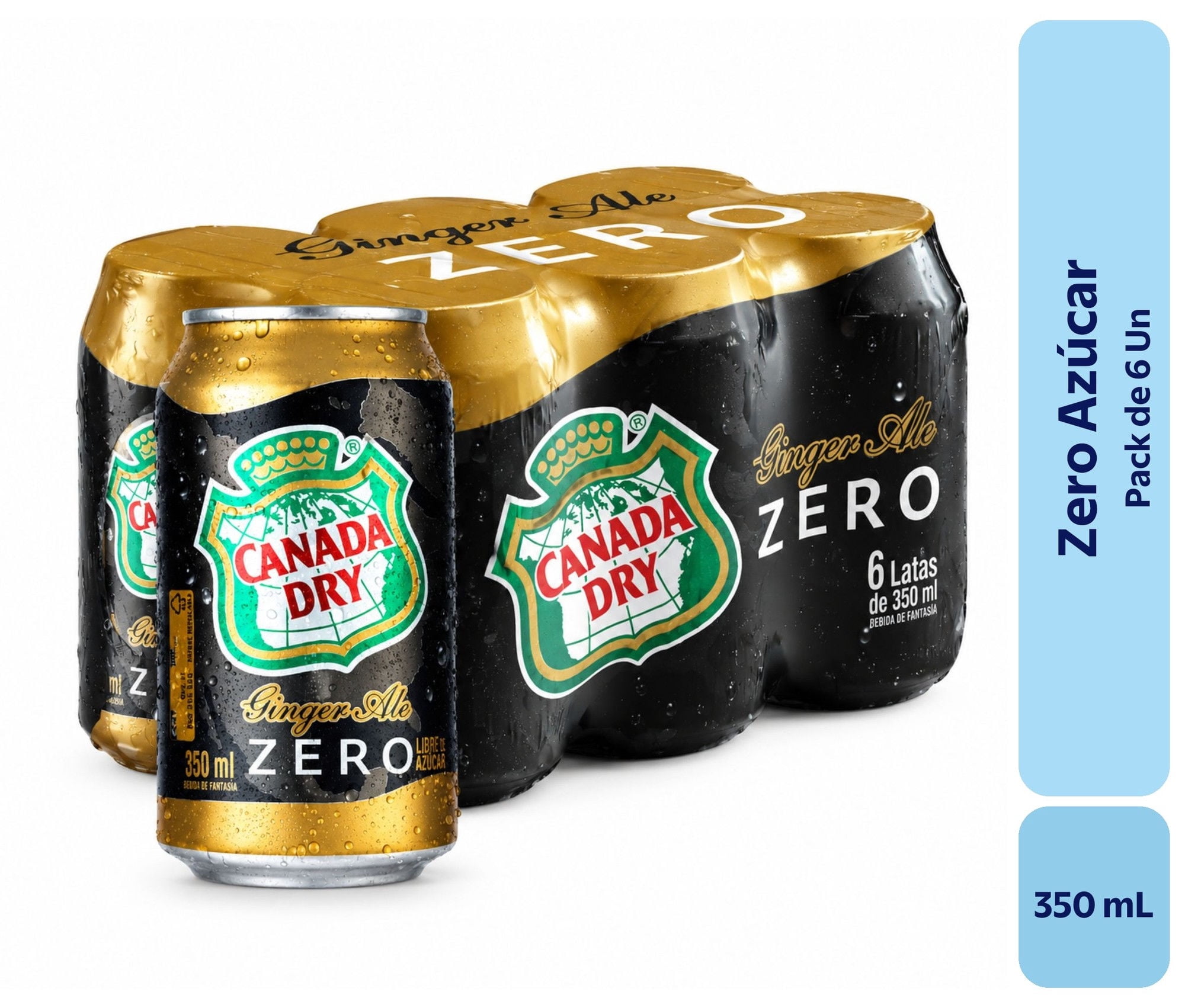 Bebida Ginger Ale Zero Pack Lata 6 Un Canada Dry