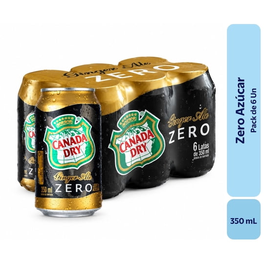 Bebida Ginger Ale Zero Pack Lata 6 Un Canada Dry