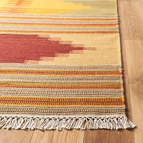 Safavieh Kilim Collection Nvk177a Handmade Southwestern Tribal Wool Accent Alfombra, 2 'x 3', Rojo / Multi