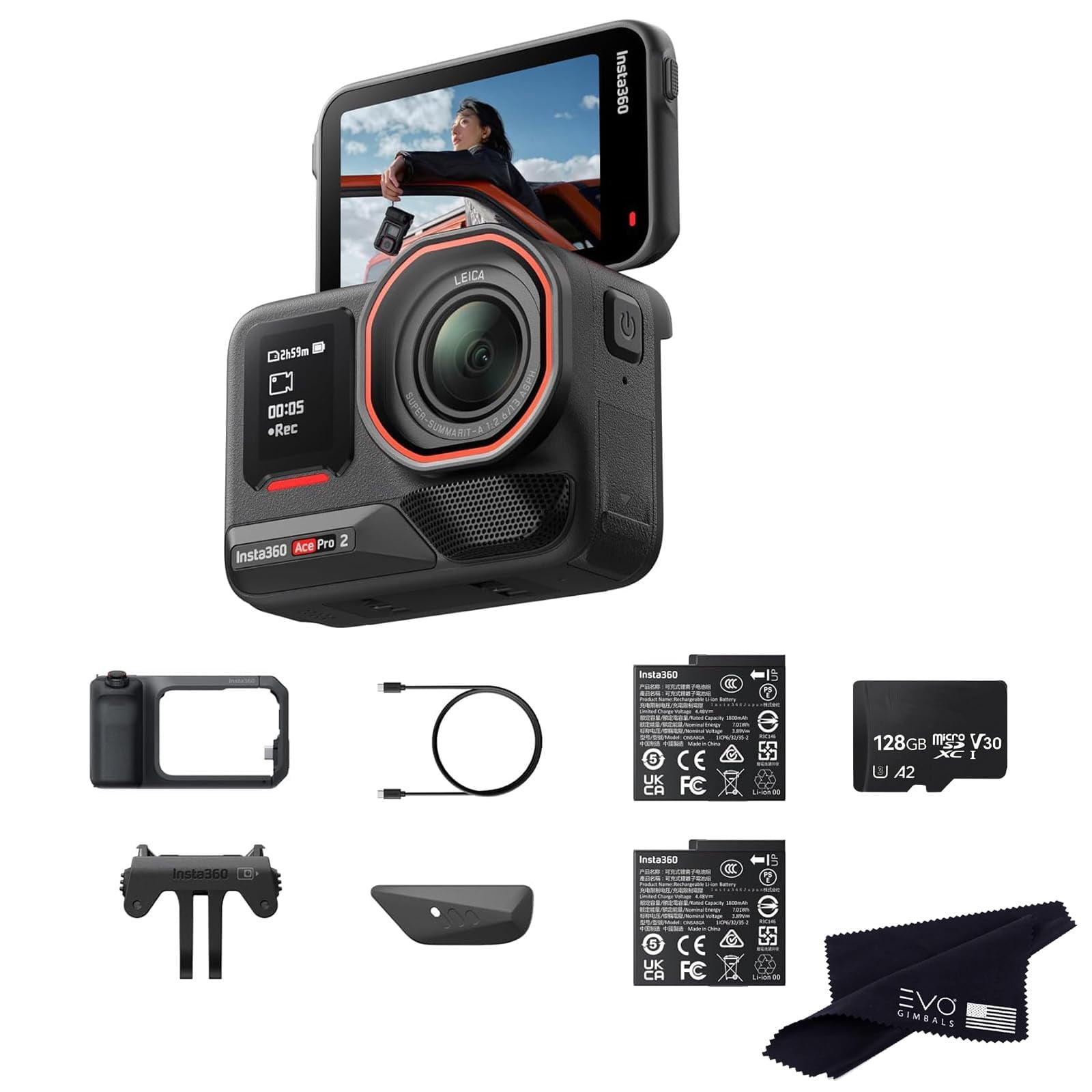 Cámara De Acción Insta360 Ace Pro 2 8k A Prueba De Agua Con Tarjeta De 128 Gb