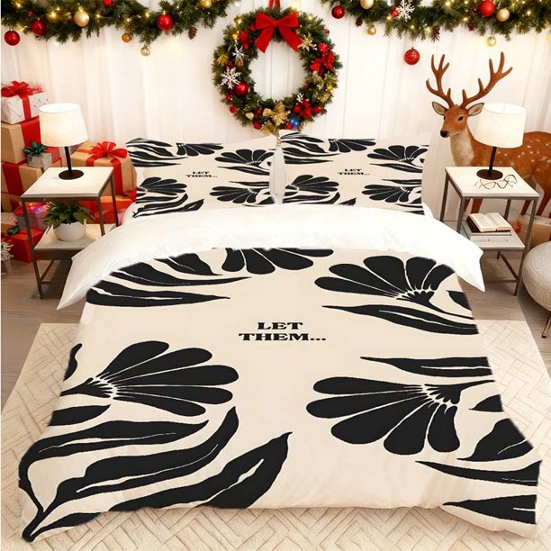 Dark Green Floral LETTHEM Printed Duvet Cover Set Includes a Soft Duvet Cover and 2 Pillowcases Suitable for All Seasons Ideal for Home Bedrooms and Guest Rooms