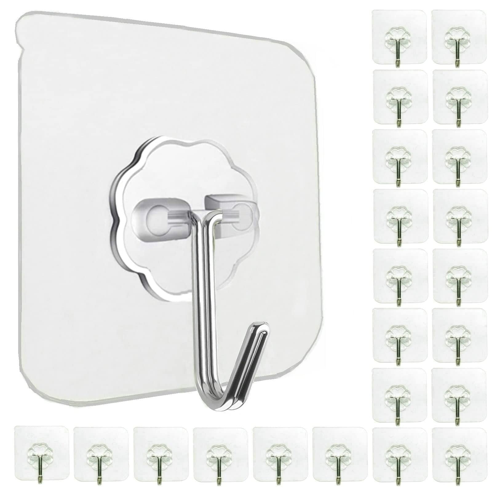 Jwxstore - Ganchos Adhesivos 24 Unidades Transparentes Carga Máxima De 15 Kg