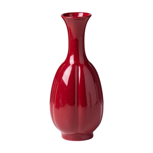Jarrón De Flores Decorativo Para Interiores, Jarrón De Brotes, Jarrón De Cerámica Rojo Para Fiestas, Alto 9 Cm X 22 Cm
