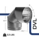 thumbnail image 3 of Conector de codo para tubo de estufa DuraVent DVL 6DVL-E90, 15 cm, negro, 3 of 9