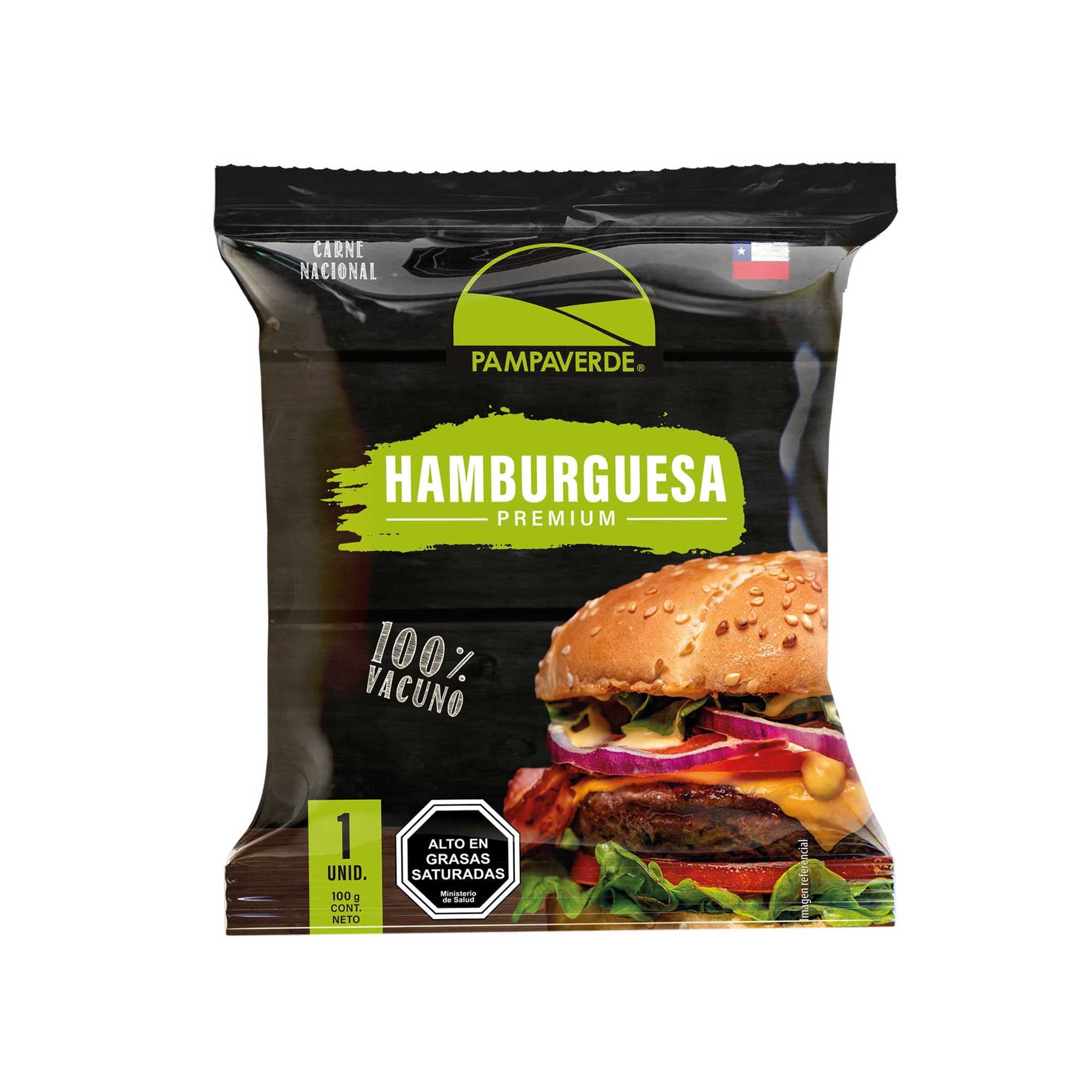 Hamburguesa De Vacuno Premium 100 g Pampa Verde