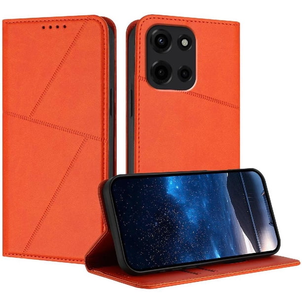 Funda Cartera Magnética para Motorola MOTO G 5G 2025 Protección Antichoque con Ranuras Naranja
