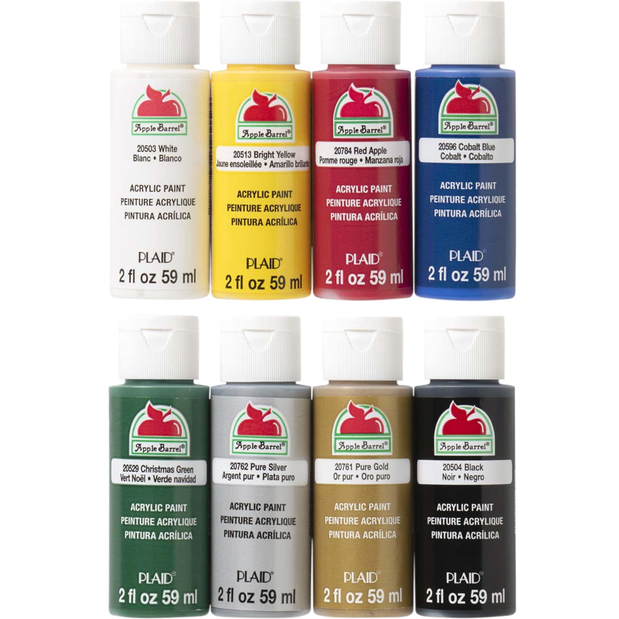 Set De Pintura Acrílica Apple Barrel Top, 8 Botellas De 60 Ml, 8 Unidades