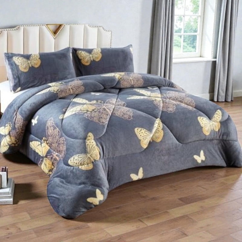 Genérico - Plumon De Invierno Plush Liso Con Chiporro De 2 Plazas + 2 Fundas Para Almohada Cipi2p-54