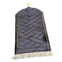 Bothyi - Alfombra Musulmana Suave Portátil Alfombras Eid Boda Cumpleaños Presente Negro