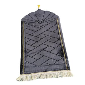 Bothyi - Alfombra Musulmana Suave Portátil Alfombras Eid Boda Cumpleaños Presente Negro