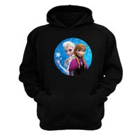 Genérico - Polerón Canguro Elsa Y Anna Negro Talla Xl Unisex