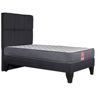 Colbox - Cama Europea America-Gris + Respaldo Atenas 1.5 Pl Tela Negro