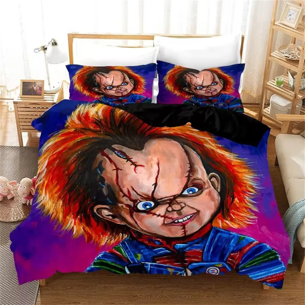 Puppet Horror Doll Bedding Set ed Duvet Covers Sets With Pillowcases Child of Play Moive Character Chucky Doll Bed Linen