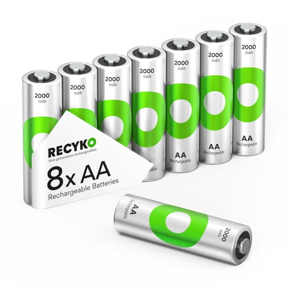 Pilas AA RECYKO 2000 mAh 8 unidades recargables