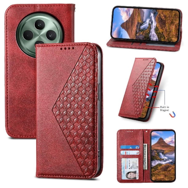 Funda Cartera Para OPPO Reno 14F/14FS 5G/4G WBWONE - Cuero Con Diseño Floral, Soporte Plegable, Protección Antigolpes, Verde Oscuro