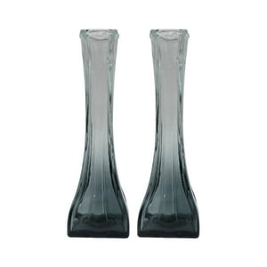 Fliperex - Set 2 Floreros Decorativos De Vidrio Pequeño Tonalidad Humo Gris