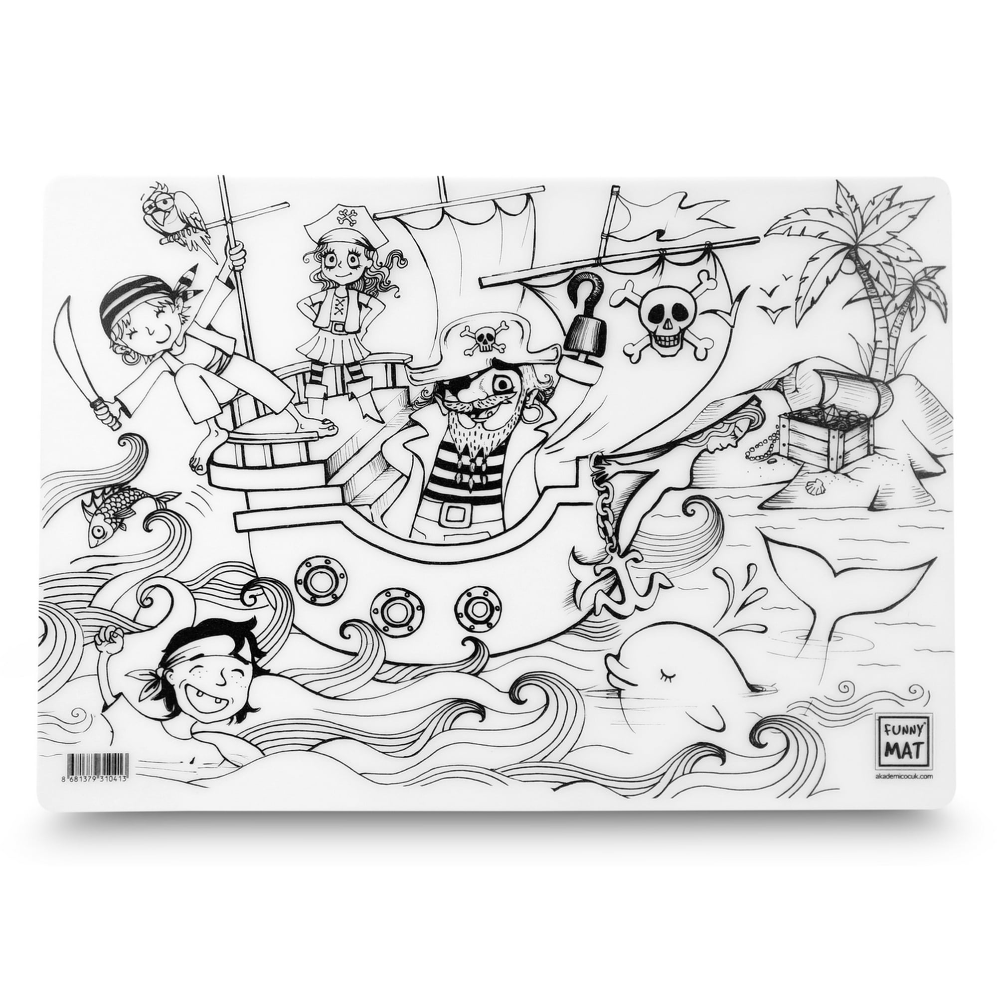 Funny Mat - Tapete Reutilizable Para Colorear Piratas +3 Años ¡nuevo En Chile!