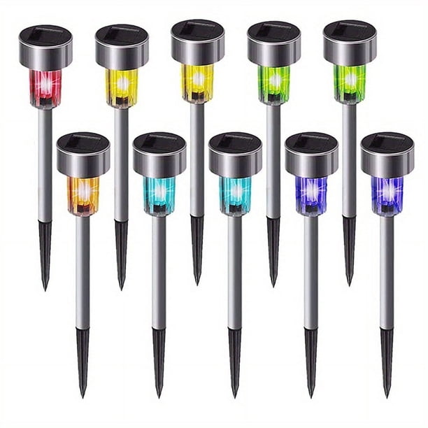 10pcs Solar Lights Outdoor, Stainless Steel LED Landscape Lighting Solar Powered Outdoor Lights Solar Garden Lights For Pathway, Walkway, Patio, Yard, Lawn
