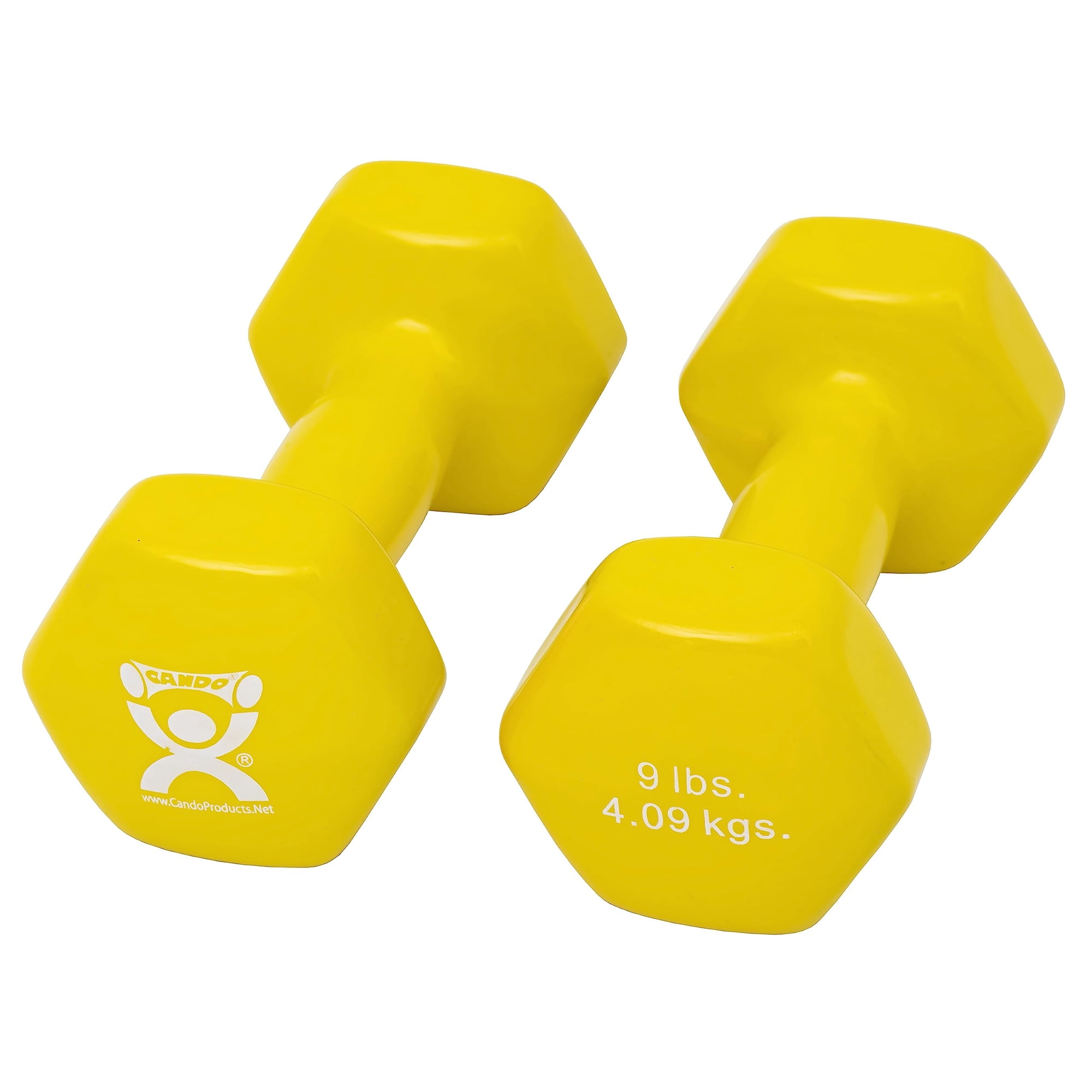Mancuernas Cando Con Revestimiento De Vinilo Amarillo De 4,1 Kg, 2 Unidades, Para Entrenamiento Musc