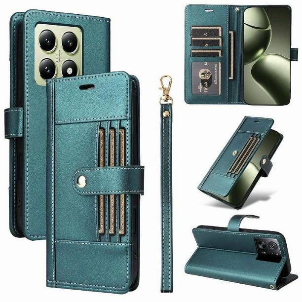 FOXDOCK Funda tipo Cartera para Xiaomi 14T – Cubierta de Cuero PU con Múltiples Ranuras, Bolsillo para Efectivo y Correa de Muñeca