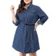 thumbnail image 1 of Agnes Orinda Vestido de Mezclilla Midi con Botones, Mangas Largas y Cinturón para Mujer Talla Grande, Ideal para Escuela, Universidad y Pascua, 1X Azul, 1 of 8