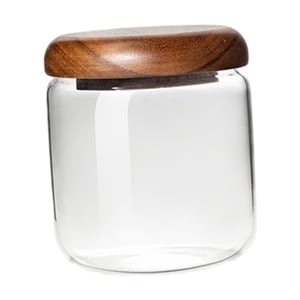 Bothyi - Tarro De Almacenamiento De Vidrio Con Tapa De Madera, Tarro De Miel Reutilizable Para Productos Secos, Nueces, Aperitivos, Tapa De Prensa, 380Ml
