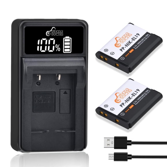 Batería y cargador USB LED Pickle Power EN-EL19 NP-BJ1