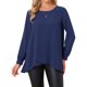 thumbnail image 1 of INSPIRE CHIC Blusas de Mujer de Altura Baja Cuello Redondo Blusa de Gasa Asimétrica Camisa Suelta Manga Larga Casual de Otoño Talla L Azul Oscuro, 1 of 6